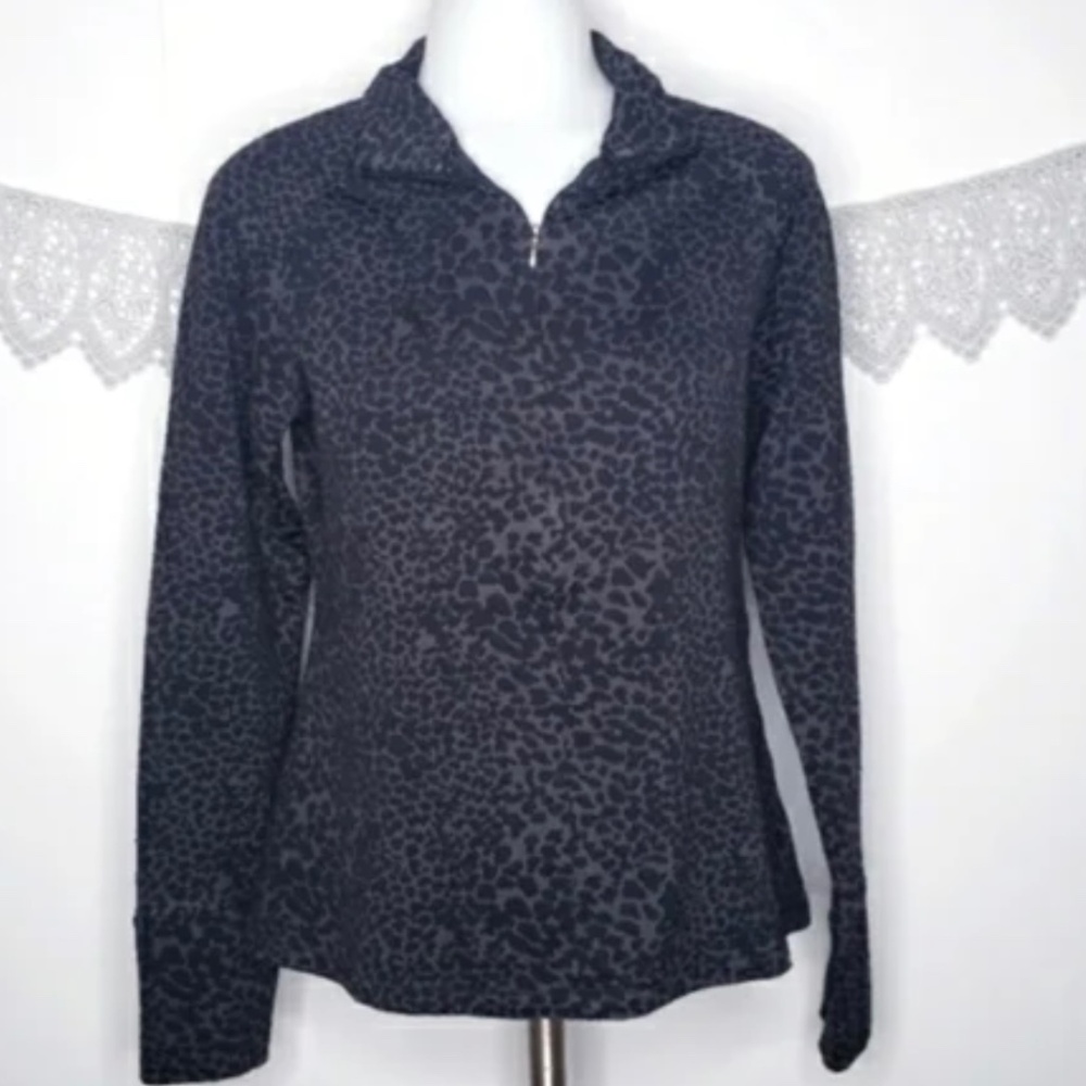 Lucy Women's Active 1/4 Zip Pullover Jacket Stretch Animal Print Size Medium